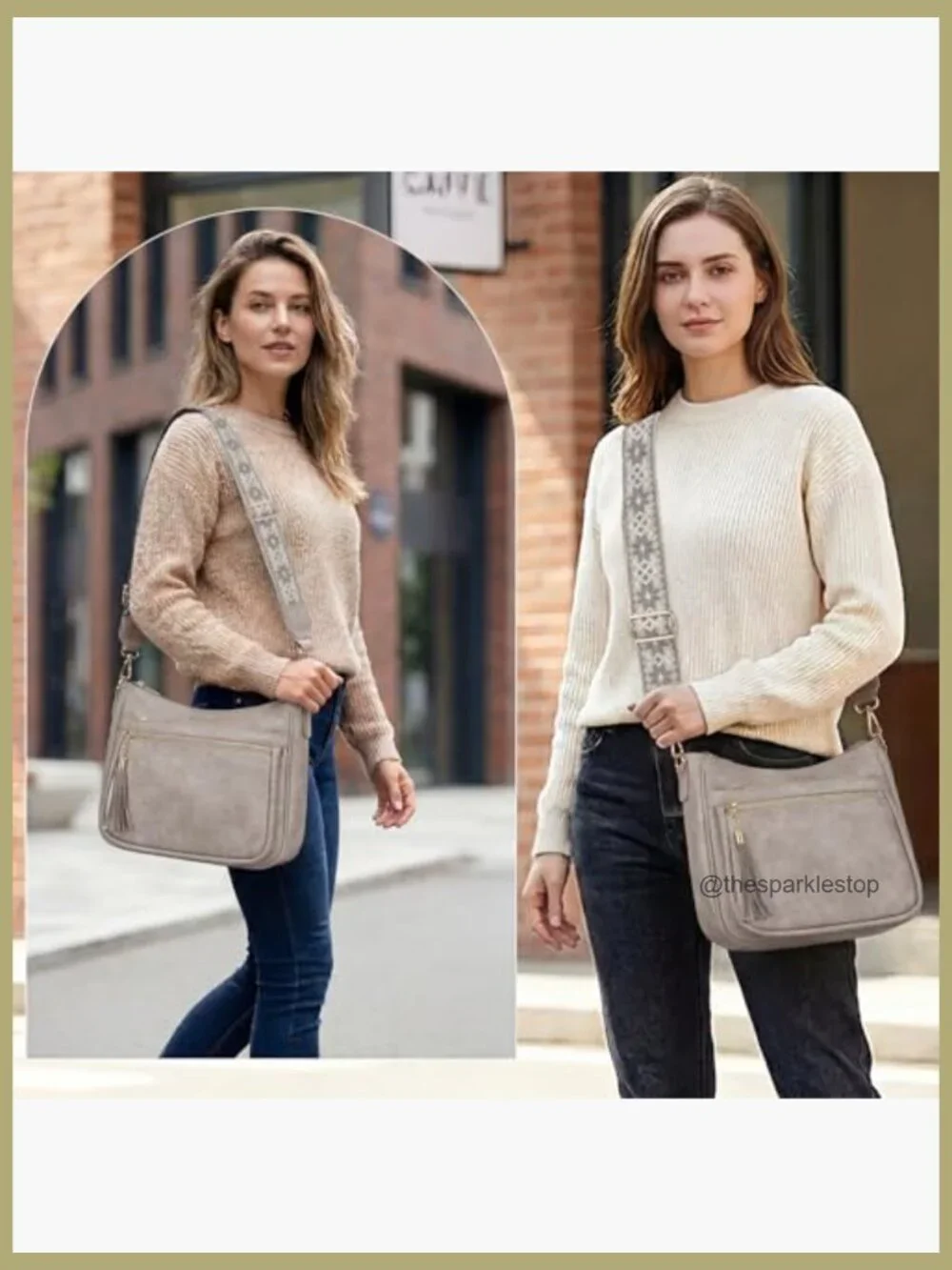 Vegan Leather Crossbody Bag Multi-Pocket Shoulder Purse with Tassel